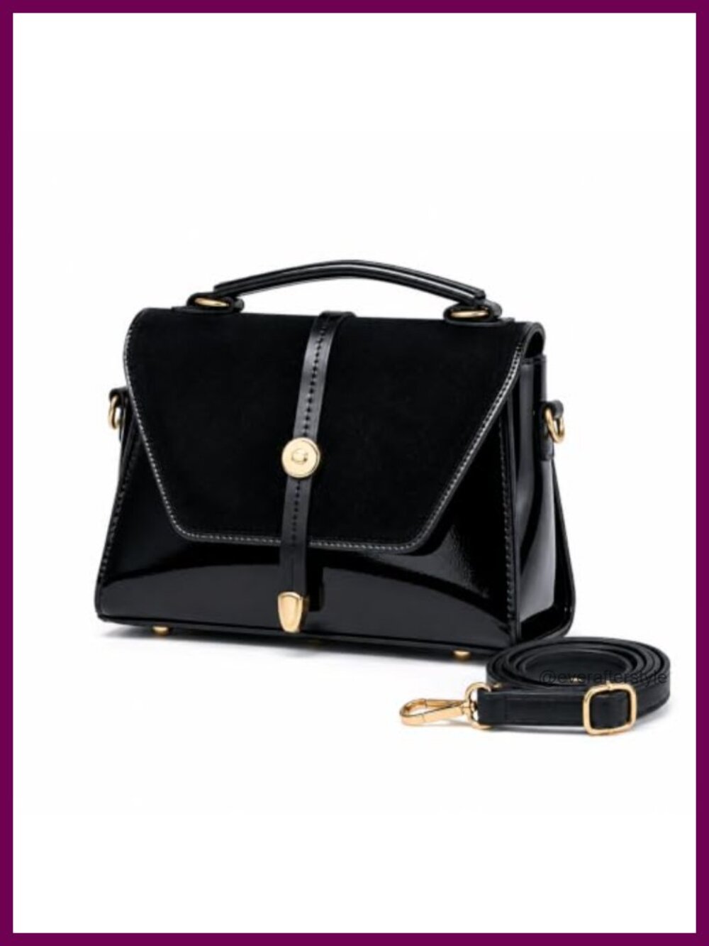PU Leather Crossbody Bag Top Handle Satchel Adjustable Strap Small Handbag